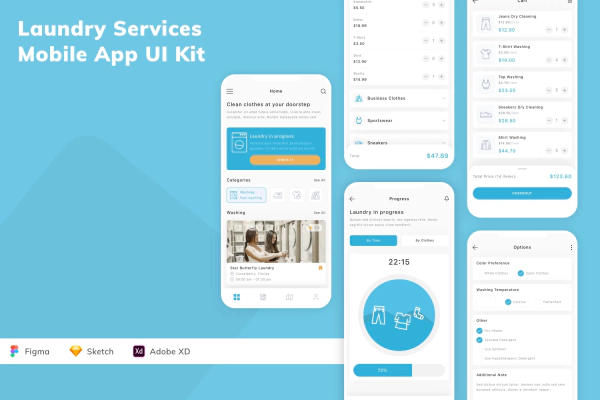 Laundry Services Mobile App UI Kit
