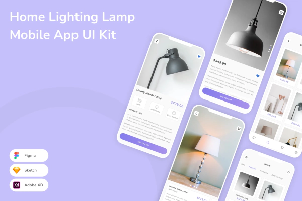 Home Lighting Lamp Mobile App UI Kit