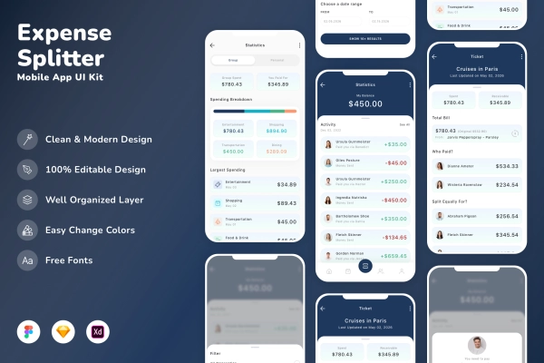 Expense Splitter Mobile App UI Kit