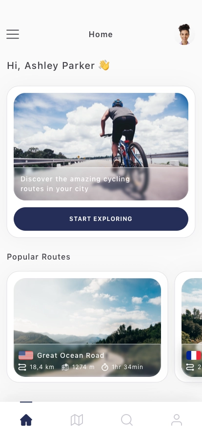 Cycling Tracker Mobile App UI Kit - Screenshot 1
