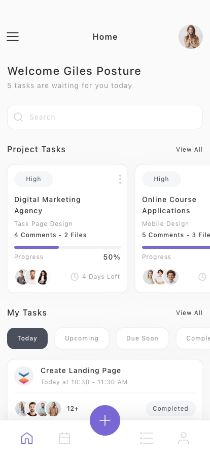 Project & Work Planner Mobile App UI Kit - Screenshot 1