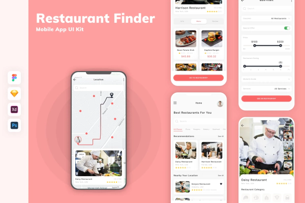 Restaurant Finder Mobile App UI Kit