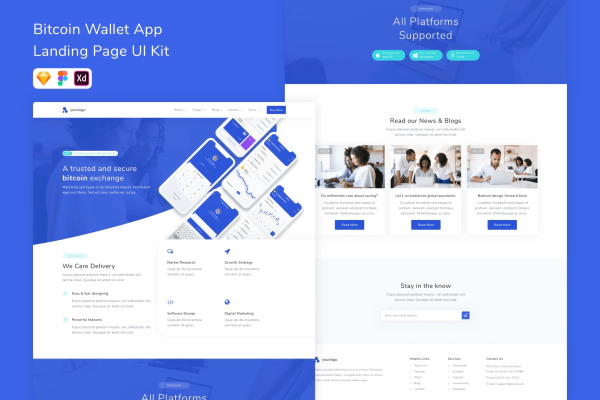 Bitcoin Wallet App Landing Page UI Kit