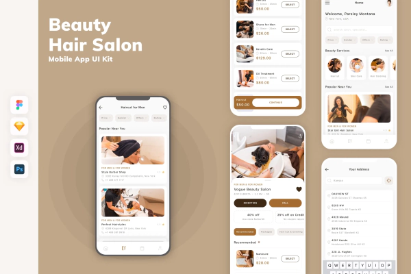 Beauty & Hair Salon Mobile App UI Kit