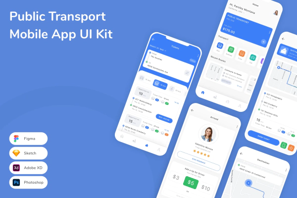 Public Transport Mobile App UI Kit