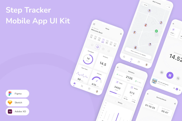  Step Tracker Mobile App UI Kit