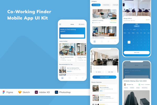 Co-Working Finder Mobile App UI Kit