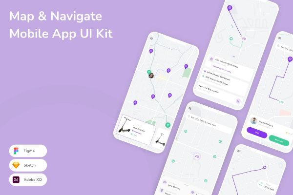 Map & Navigate Mobile App UI Kit