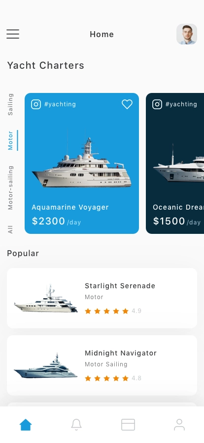 Yacht Booking Mobile App UI Kit - Screenshot 1