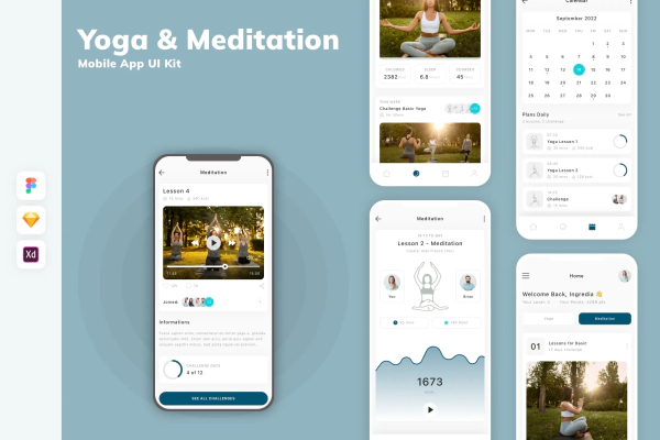 Yoga & Meditation Mobile App UI Kit