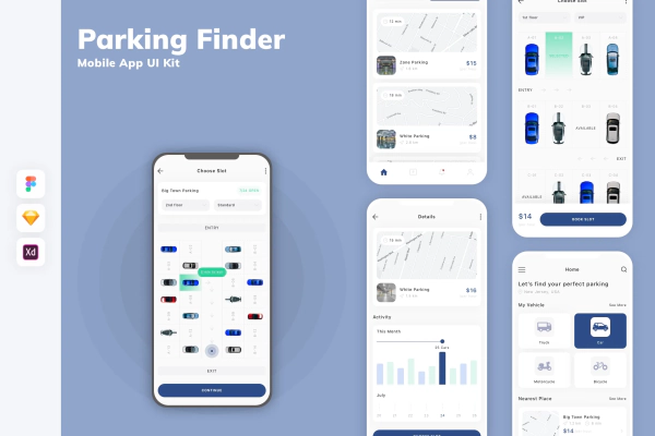 Parking Finder Mobile App UI Kit