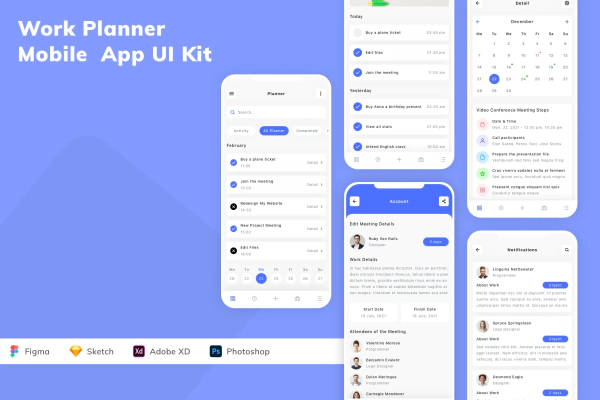 Work Planner Mobile  App UI Kit