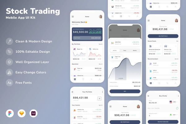 Stock Trading Mobile App UI Kit