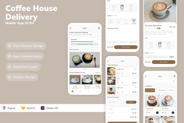 Coffee House & Delivery Mobile App UI Kit
