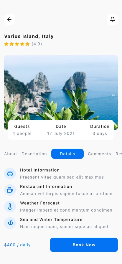 Travel & Destination Mobile App UI Kit - Screenshot 4