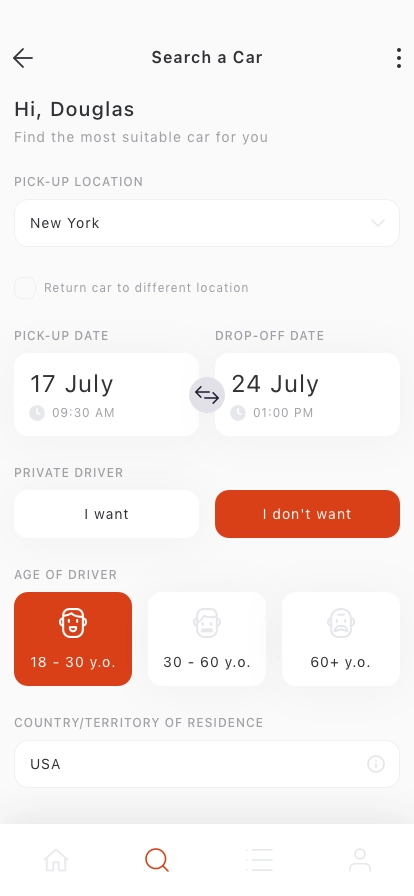 Rental Car Mobile App UI Kit - Screenshot 1