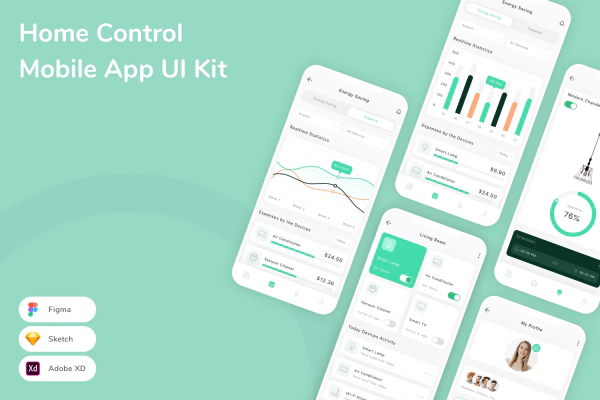 Home Control Mobile App UI Kit