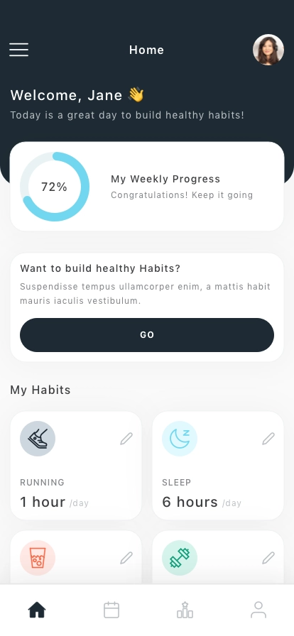 Habit & Motivation Mobile App UI Kit - Screenshot 1
