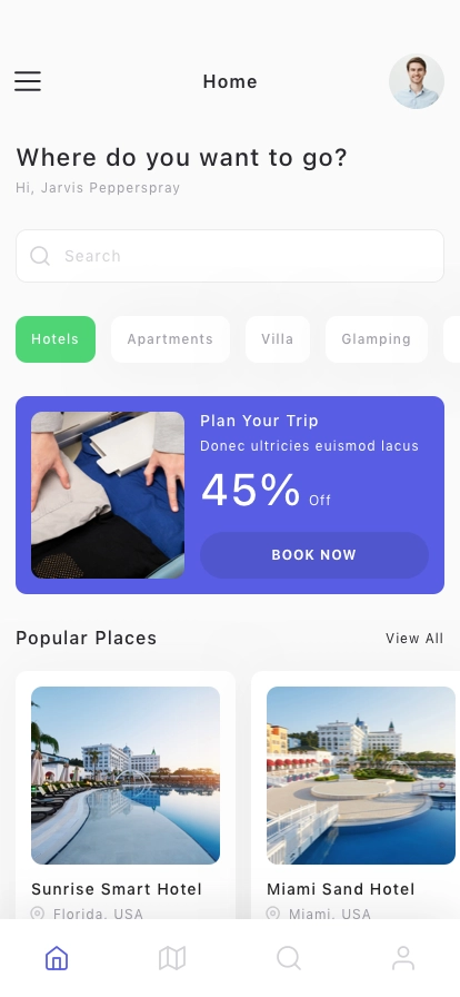 Hotel & Guesthouse Booking Mobile App UI Kit - Screenshot 1