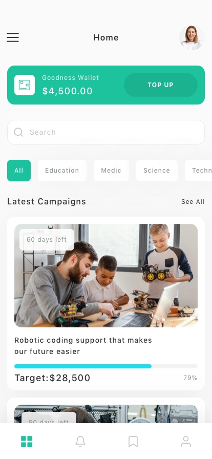 Crowder Charity Mobile App UI Kit - Screenshot 2