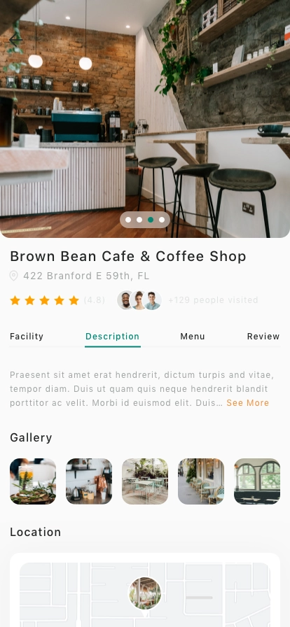Finder Cafe Mobile App UI Kit - Screenshot 3