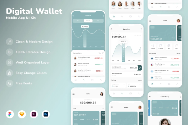 Digital Wallet Mobile App UI Kit