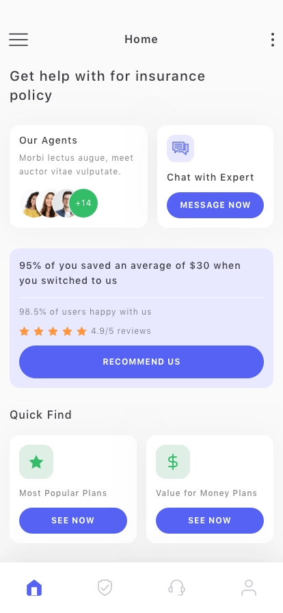 Insurance Mobile App UI Kit for Figma, Sketch & XD | UIworkshop