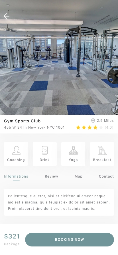 AI Fitness Center Finder Mobile App UI Kit - Screenshot 4