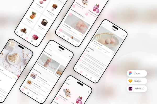 Cookie & Macaron Recipes Mobile App UI Kit