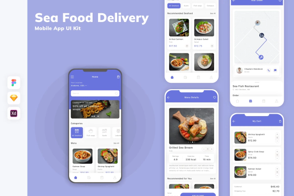 Sea Food Delivery Mobile App UI Kit