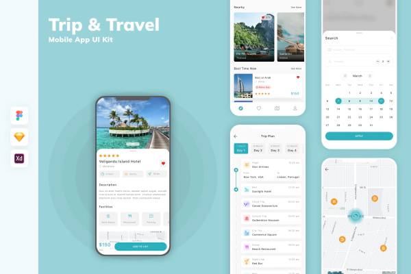 Trip & Travel Mobile App UI Kit