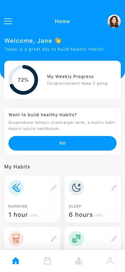 Motivation Tracker Mobile App UI Kit - Screenshot 1