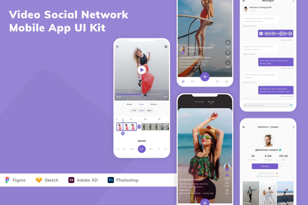 Video Social Network Mobile App UI Kit