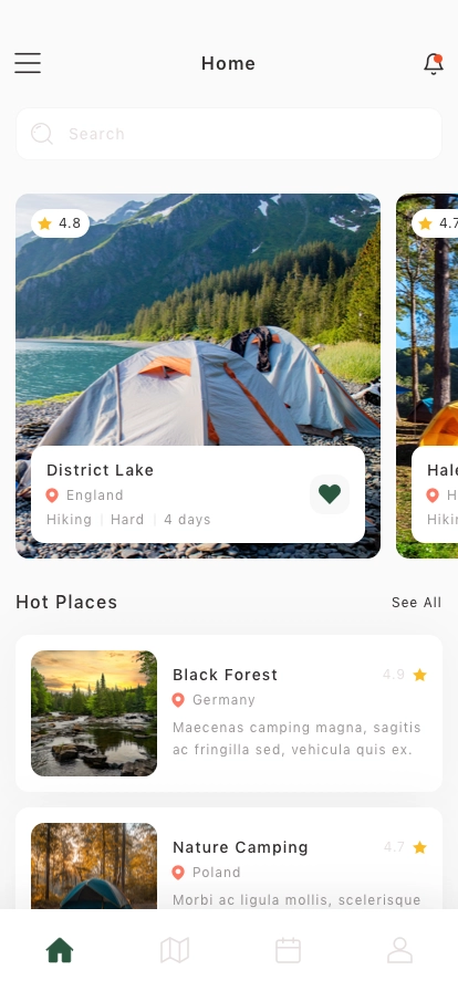 Camping Reservation Mobile App UI Kit - Screenshot 1