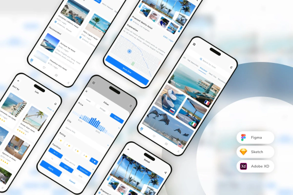 Hotel Listing & Booking Mobile App UI Kit