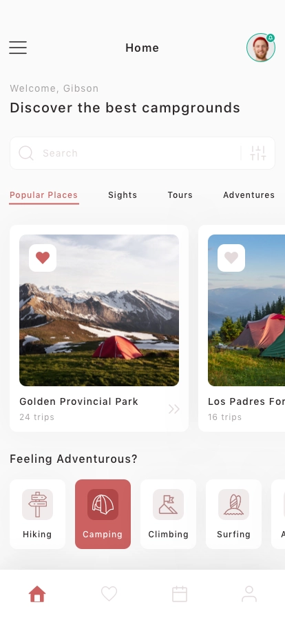 Camping Spots Mobile App UI Kit - Screenshot 1
