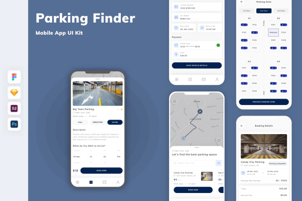 Parking Finder Mobile App UI Kit
