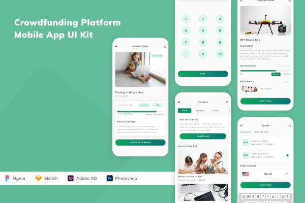 Crowdfunding Platform Mobile App UI Kit