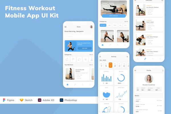 Fitness Workout Mobile App UI Kit