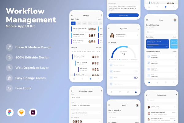 Workflow Management Mobile App UI Kit