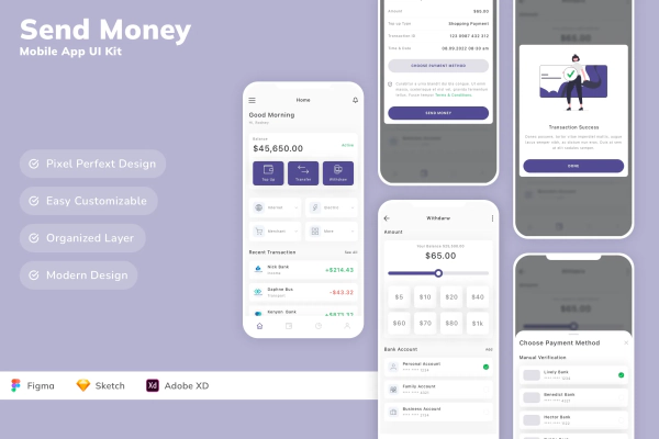 Send Money Mobile App UI Kit
