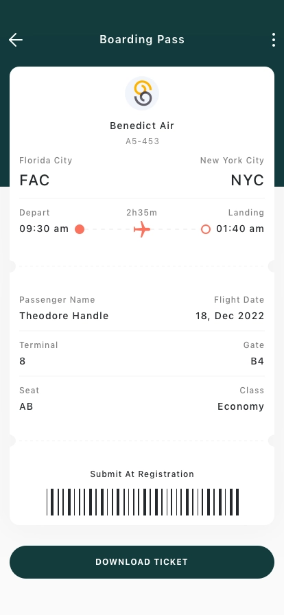 Booking Flight Ticket Mobile App UI Kit - Screenshot 4