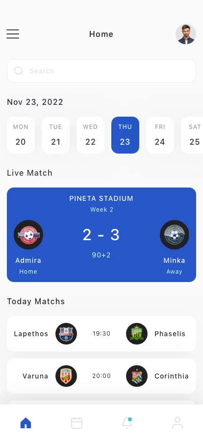 Sports & Football Live Score Mobile App UI Kit - Screenshot 1