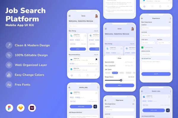 Job Search Platform Mobile App UI Kit