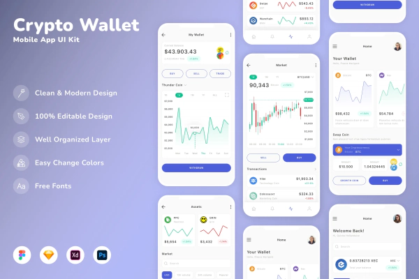 Crypto Wallet Mobile App UI Kit