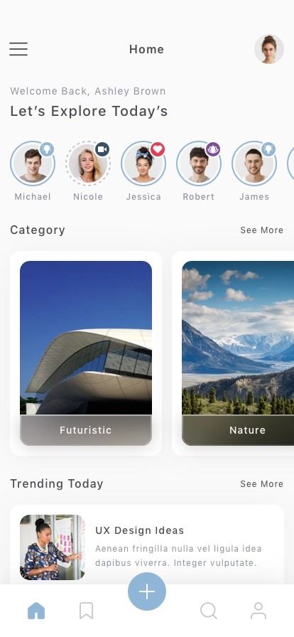 Social Blogging Platform Mobile App UI Kit - Screenshot 1