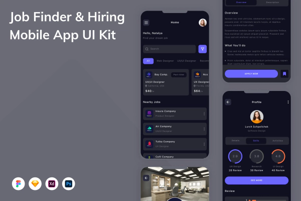 Job Finder & Hiring Mobile App UI Kit