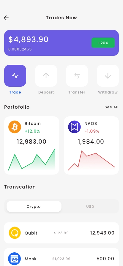 Cryptocurrency Exchange App UI Kit - Screenshot 4