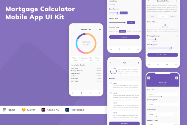 Mortgage Calculator Mobile App UI Kit