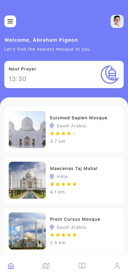 Mosque Finder Mobile App UI Kit - Screenshot 1